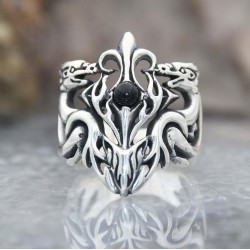 Ejderha Figürlü Okçu Zihgir 925 Ayar Gümüş Erkek Yüzük : 00206