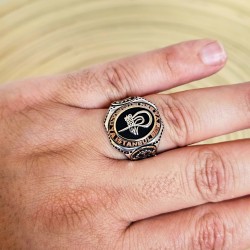 Osmanlı Tuğralı 925 Ayar Gümüş Erkek Yüzük