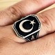  Ay Yıldız Figürlü 925 Ayar Gümüş Erkek Yüzük : 00230