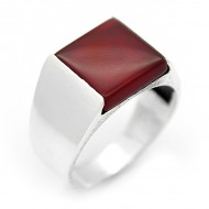 Kırmızı Akik Taşlı 925 Ayar Gümüş Erkek Yüzük : 00330 Kırmızı Akik Taşlı 925 Ayar Gümüş Erkek Yüzük : 00330