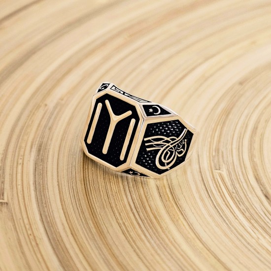 925 Ayar Kayı Figürlü Gümüş Erkek Yüzük : 00408 925 Ayar Kayı Figürlü Gümüş Erkek Yüzük : 00408