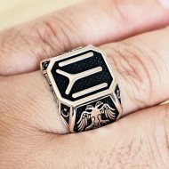 925 Ayar Kayı Figürlü Gümüş Erkek Yüzük : 00408