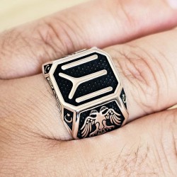 925 Ayar Kayı Figürlü Gümüş Erkek Yüzük : 00408