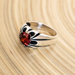 kırmızı zirkon taşlı 925 ayar gümüş erkek yüzük : 00460 kırmızı zirkon taşlı 925 ayar gümüş erkek yüzük : 00460