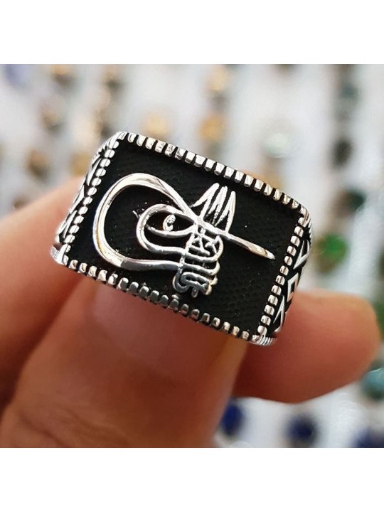 925 Ayar Tuğralı Elips Gümüş Erkek Yüzük : 00480