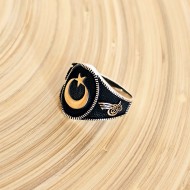 Ay Yıldız 925 Ayar Gümüş Erkek Yüzük