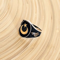 Ay Yıldız 925 Ayar Gümüş Erkek Yüzük