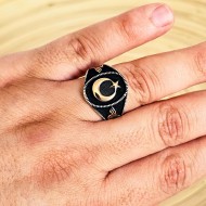 Ay Yıldız 925 Ayar Gümüş Erkek Yüzük Ay Yıldız 925 Ayar Gümüş Erkek Yüzük