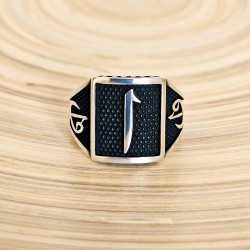 925 Ayar Elif Harfli Gümüş Erkek Yüzük : 00484 925 Ayar Elif Harfli Gümüş Erkek Yüzük : 00484