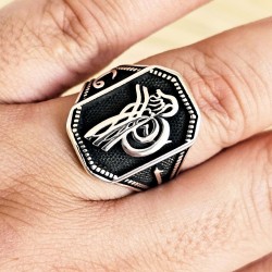 Osmanlı Tuğralı 925 Ayar Gümüş Erkek Yüzük : 00488