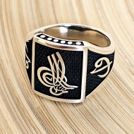 925 Ayar Tuğralı Gümüş Erkek Yüzük : 00496