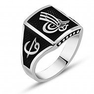 925 Ayar Tuğralı Elips Gümüş Erkek Yüzük : 00496