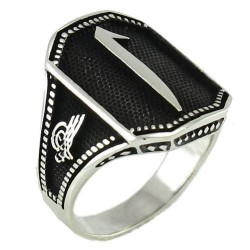 Elif Harfli 925 Ayar Gümüş Erkek Yüzük : 00609 Elif Harfli 925 Ayar Gümüş Erkek Yüzük : 00609