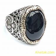 925 Ayar Siyah Oniks Taşlı Gümüş Erkek Yüzük : 00632