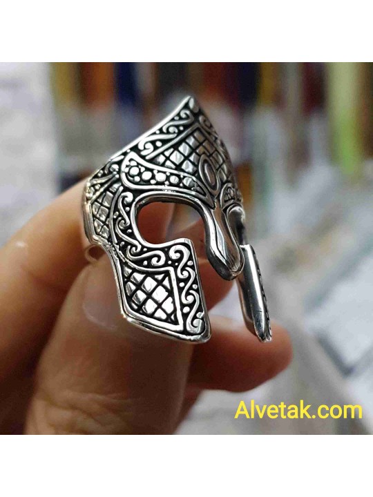 925 Ayar Helmet Miğfer Okçu Gümüş Erkek Yüzük : 00656