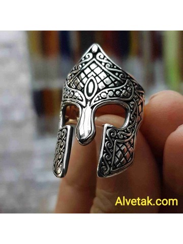 925 Ayar Helmet Miğfer Okçu Gümüş Erkek Yüzük : 00656