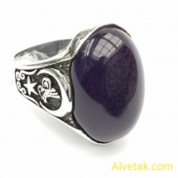 Renkli Akik Taşlı 925 Ayar Gümüş Erkek Yüzük : 00702