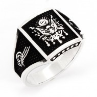 925 Ayar Osmanlı Ordu Armalı Gümüş Erkek Yüzük : 00729