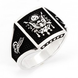 925 Ayar Osmanlı Ordu Armalı Gümüş Erkek Yüzük : 00729