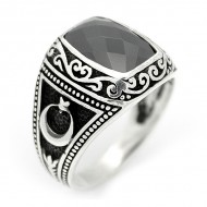 siyah zirkon taşlı 925 ayar gümüş erkek yüzük : 00737 siyah zirkon taşlı 925 ayar gümüş erkek yüzük : 00737