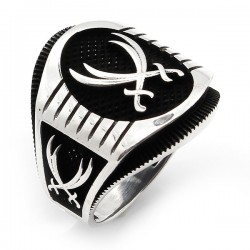 Zülfikar Kılıcı Figürlü 925 Ayar Gümüş Erkek Yüzük : 00781 Zülfikar Kılıcı Figürlü 925 Ayar Gümüş Erkek Yüzük : 00781