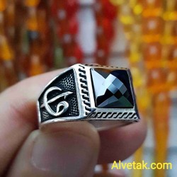 siyah zirkon taşlı 925 ayar gümüş erkek yüzük : 00783