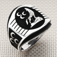Kurt Figürlü 925 Ayar Gümüş Erkek Yüzük : 00831