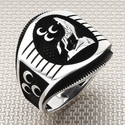 Kurt Figürlü 925 Ayar Gümüş Erkek Yüzük : 00831