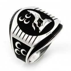 Kurt Figürlü 925 Ayar Gümüş Erkek Yüzük : 00831 Kurt Figürlü 925 Ayar Gümüş Erkek Yüzük : 00831