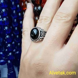 Siyah Oniks Taşlı 925 Ayar Gümüş Erkek Yüzük : 00851