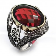 kırmızı zirkon taşlı 925 ayar gümüş erkek yüzük : 00893 kırmızı zirkon taşlı 925 ayar gümüş erkek yüzük : 00893