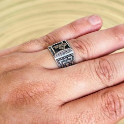 Osmanlı Tuğra Dörtgen 925 Ayar Gümüş Erkek Yüzük : 00918 Osmanlı Tuğra Dörtgen 925 Ayar Gümüş Erkek Yüzük : 00918