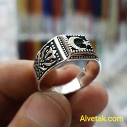 Ay Yıldız 925 Ayar Gümüş Erkek Yüzük : 00923