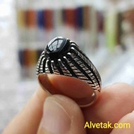 925 Ayar Siyah Oniks Taşlı Gümüş Erkek Yüzük : 00944