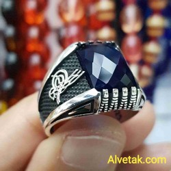 mavi zirkon taşlı 925 ayar gümüş erkek yüzük : 00975