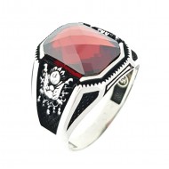 kırmızı zirkon taşlı 925 ayar gümüş erkek yüzük : 00976 kırmızı zirkon taşlı 925 ayar gümüş erkek yüzük : 00976