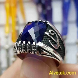 mavi zirkon taşlı 925 ayar gümüş erkek yüzük : 00983