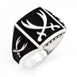 Zülfikar Kılıcı Figürlü 925 Ayar Gümüş Erkek Yüzük : 01001 Zülfikar Kılıcı Figürlü 925 Ayar Gümüş Erkek Yüzük : 01001