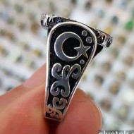 925 Ayar Mühr-ü Süleyman (Davut Yıldızı) Gümüş Erkek Yüzük: 01050