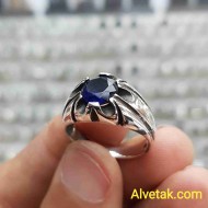 mavi zirkon taşlı 925 ayar gümüş erkek yüzük : 01099