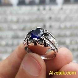 mavi zirkon taşlı 925 ayar gümüş erkek yüzük : 01099