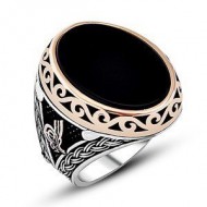925 Ayar Siyah Oniks Taşlı Gümüş Erkek Yüzük : 01113