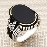 925 Ayar Siyah Oniks Taşlı Gümüş Erkek Yüzük : 01119 925 Ayar Siyah Oniks Taşlı Gümüş Erkek Yüzük : 01119