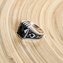 siyah zirkon taşlı 925 ayar gümüş erkek yüzük : 01190 siyah zirkon taşlı 925 ayar gümüş erkek yüzük : 01190