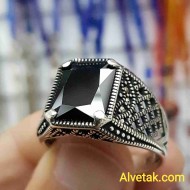 925 Ayar Siyah Oniks Taşlı Gümüş Erkek Yüzük : 01352