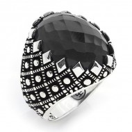 siyah zirkon taşlı 925 ayar gümüş erkek yüzük : 01376