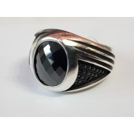 siyah zirkon taşlı 925 ayar gümüş erkek yüzük : 01402