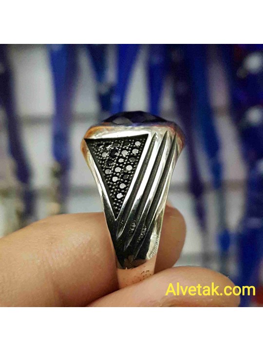 kırmızı zirkon taşlı 925 ayar gümüş erkek yüzük : 01406