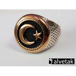 Ay Yıldız 925 Ayar Gümüş Erkek Yüzük : 01418 Ay Yıldız 925 Ayar Gümüş Erkek Yüzük : 01418