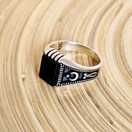 925 Ayar Siyah Oniks Taşlı Gümüş Erkek Yüzük 925 Ayar Siyah Oniks Taşlı Gümüş Erkek Yüzük